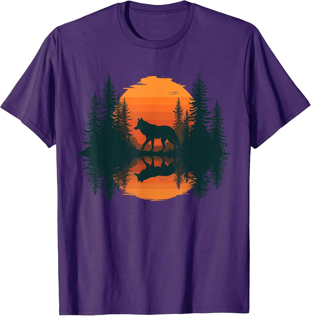 Retro Mountain Outdoor Forest Wolf Lovers Co