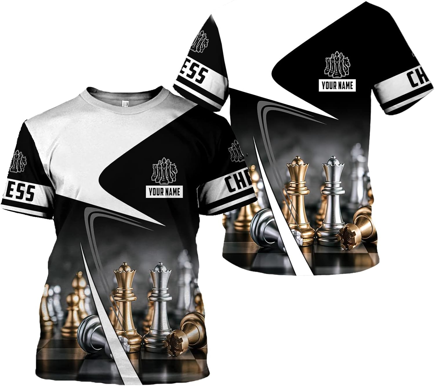 Personalized Name Chess 3D Full Color Shirt, Custom Name Chess 3D Shirt for Men, Women, Chess Lover, USA Chess Shirt