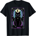 Tarot Card Crescent Moon Black Cat Lover Tarot Cat Vintage T-Shirt