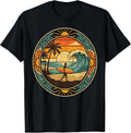 Tropical Beach Sunset Surfing Silhouette Art