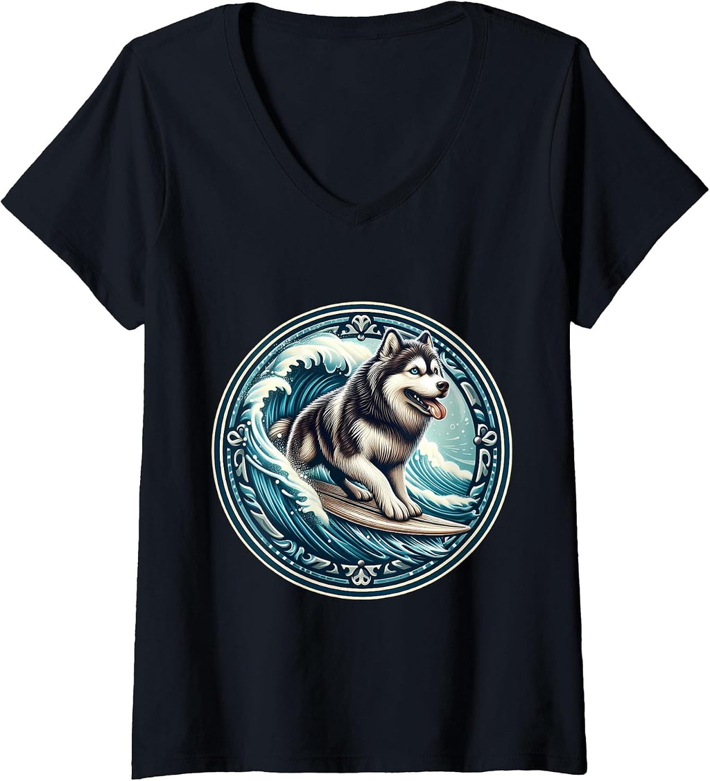 Siberian Husky Dog Surfing Surfer Owner Merch