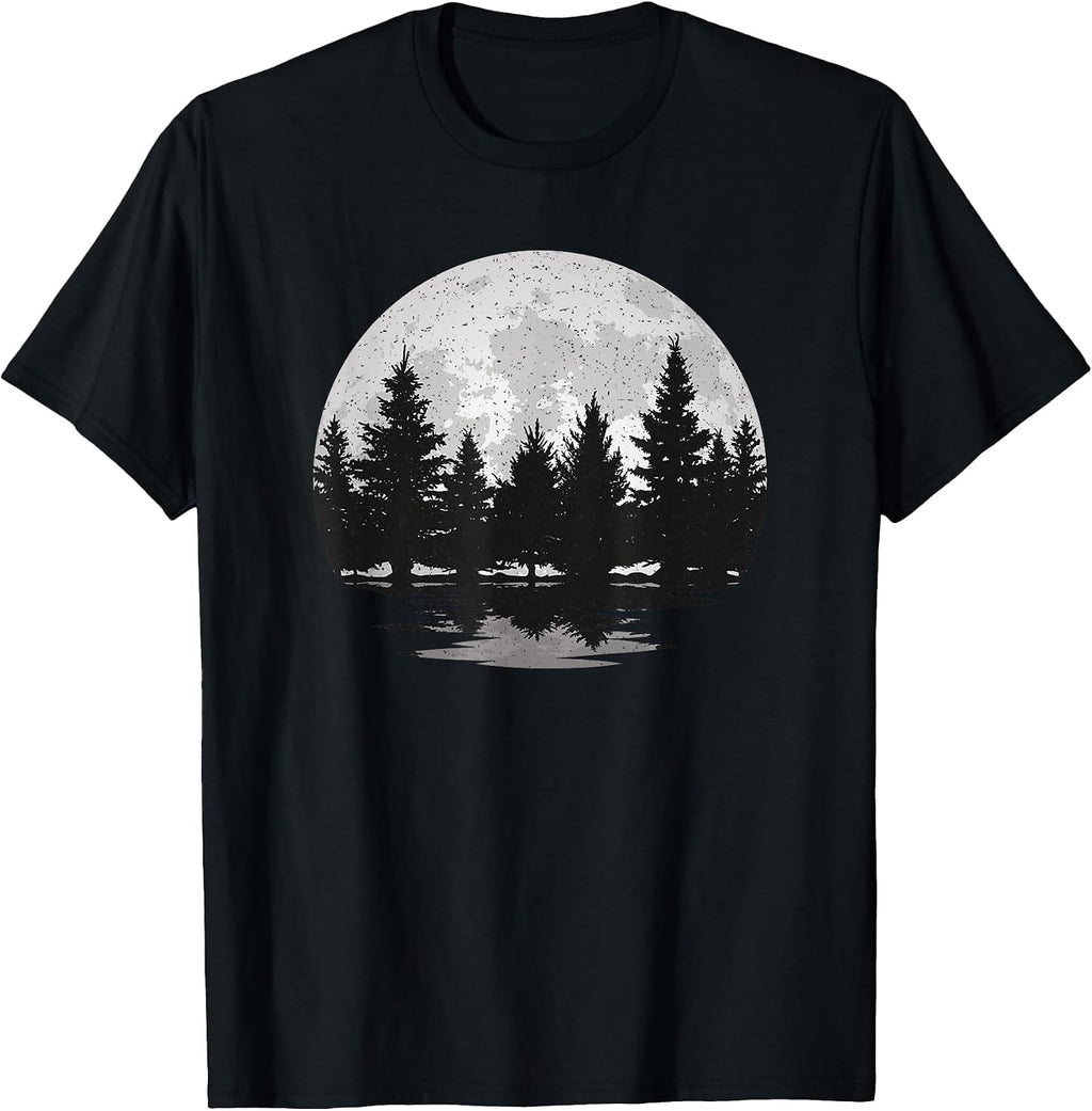 Forest Moon Landscape Outdoor Nature Vintage Graphic Men T-Shirt