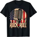 Vintage Rock and Roll Music Retro Rock'n'Roll American Flag T-Shirt for Women Men