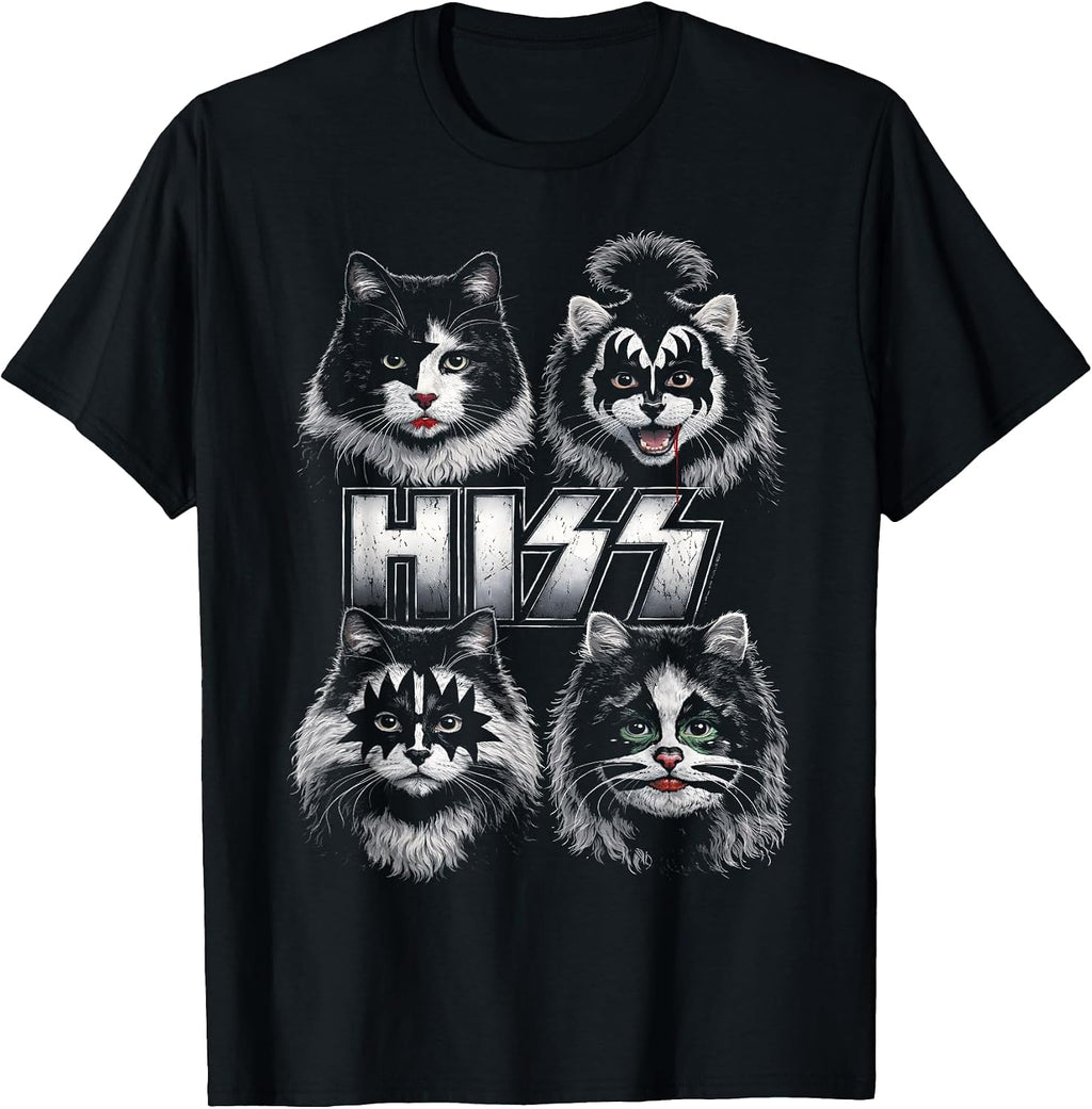 Hiss Cat Funny Kittens Rock Music Lovers Birthday Gifts Idea T-Shirt