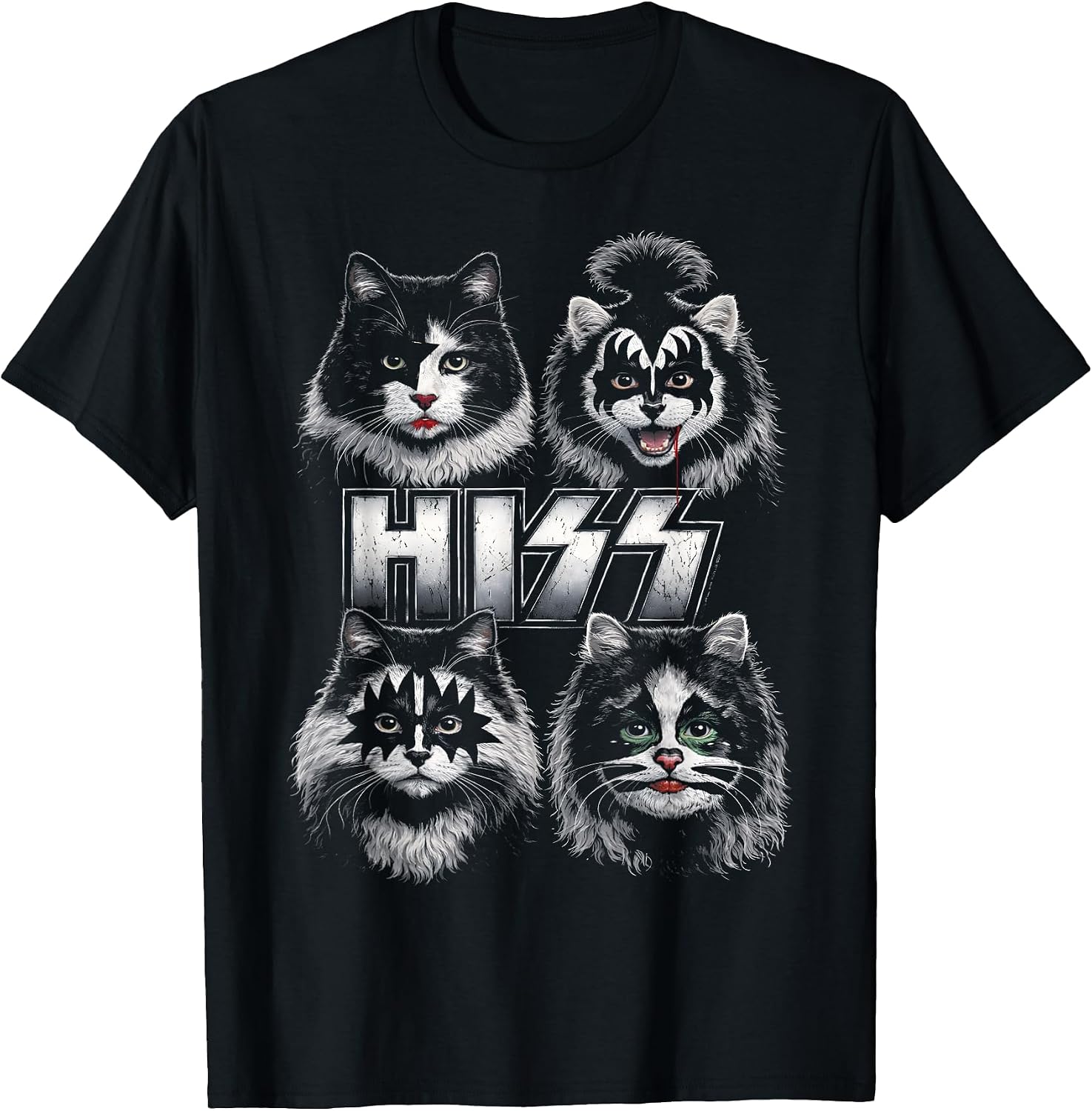 Hiss Cat Funny Kittens Rock Music Lovers Birthday Gifts Idea T-Shirt