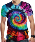 Novelty Tie Dye Style T-Shirts for Men Spiral Streak Print Shirt with Short Sleeves