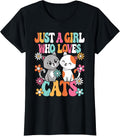 Just A Girl Who Loves Cats Cute Cat Lover Kitten Girls Kids T-Shirt
