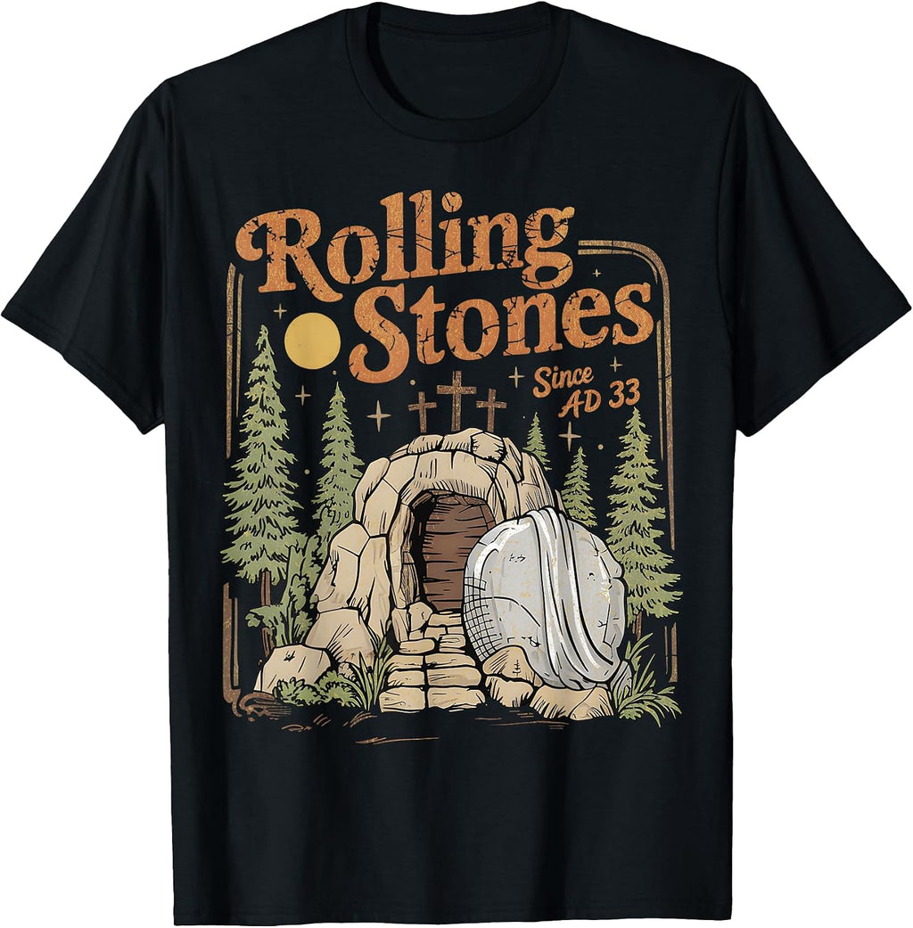 The Stone was Rolled Away He Alive Retro Christian Easter T-Shirt