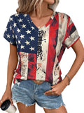 4th of July Shirts Women American Flag Patriotic Shirts USA Star Stripes Graphic T Shirt Short Sleeve Summer Tees