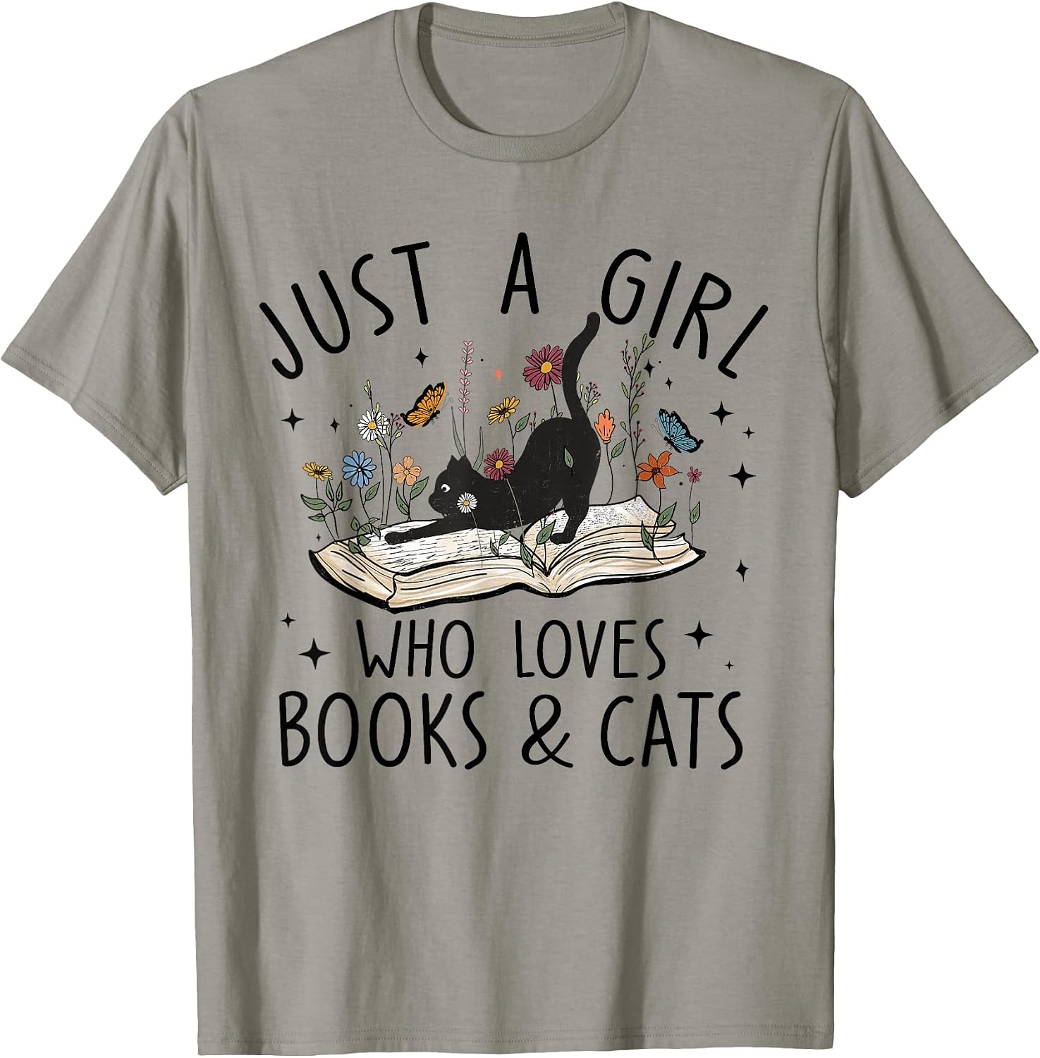 just A Girl Who Loves Cats and Books Reading Bookworm Girls T-Shirt