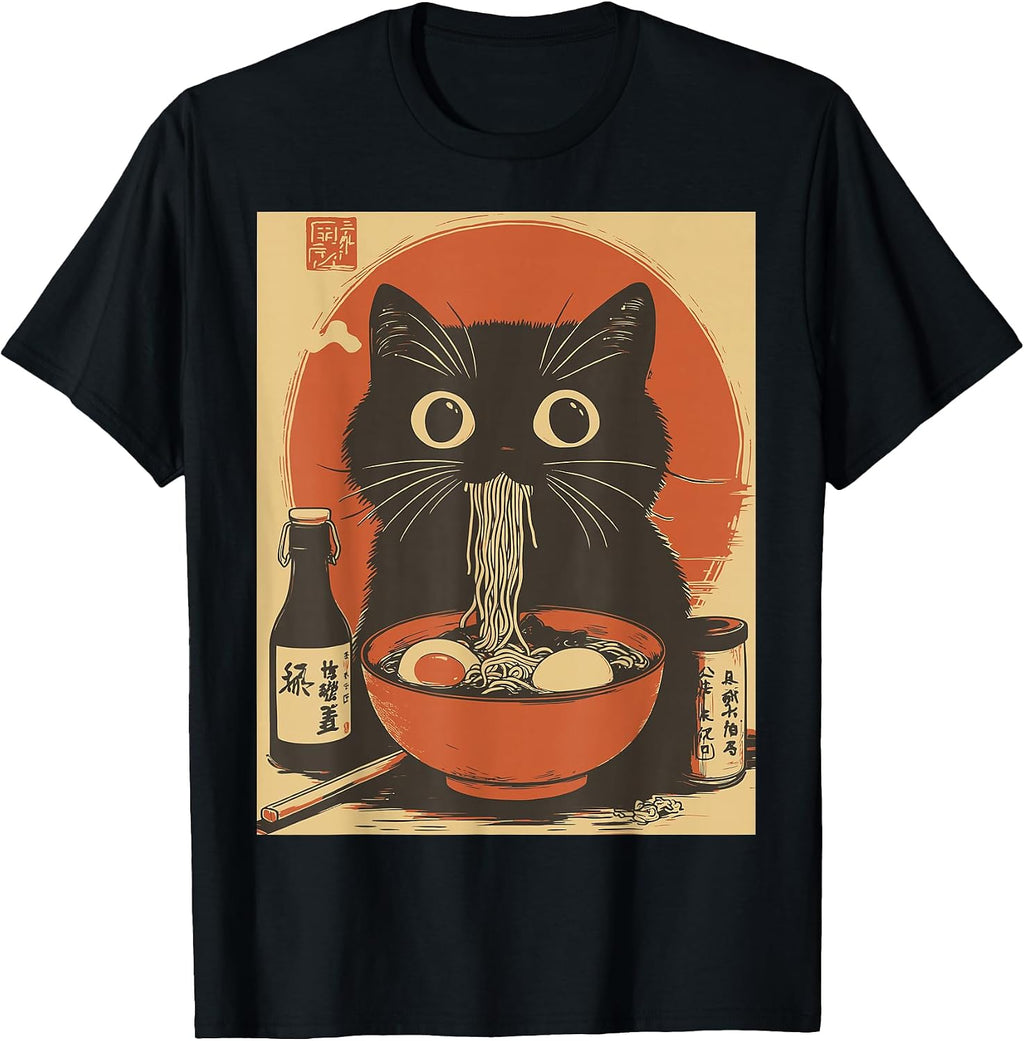 Kawaii Noodle Soup Anime Japanese Ramen Cat Girl T-Shirt