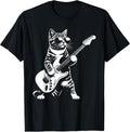 Guitar Cat Novelty Rock Music Band Concert Funny Cat T-Shirt