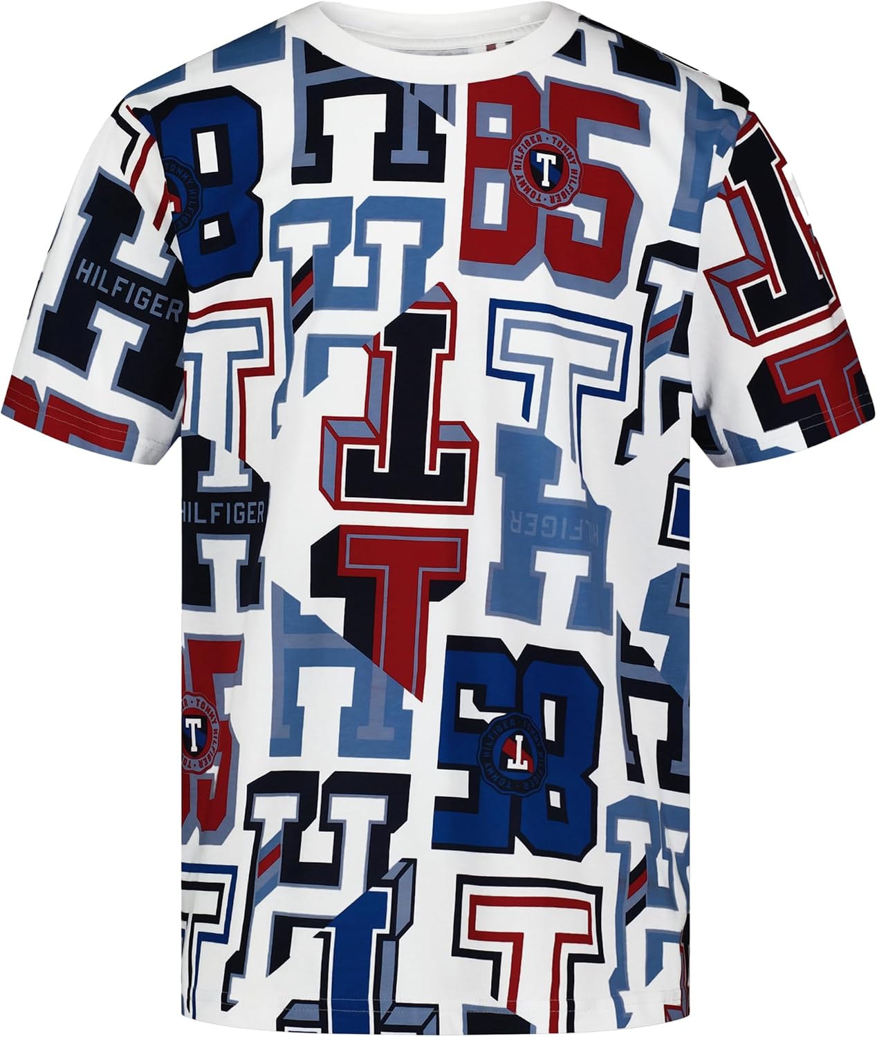 Boys' Short Sleeve All-Over Print Crew Neck T-Shirt, Soft, Comfortable, Relaxed Fit