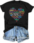 Womens Kindness Graphic T-Shirt: Cute Be Kind Graphic Tees Inspirational Letter Shirt Teacher Casual Tops
