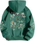 Women's Floral Printed Hoodies Vintage Aesthetic Flower Graphic Sweatshirt Cute Boho Fleece Thermal Hoodie Pullover