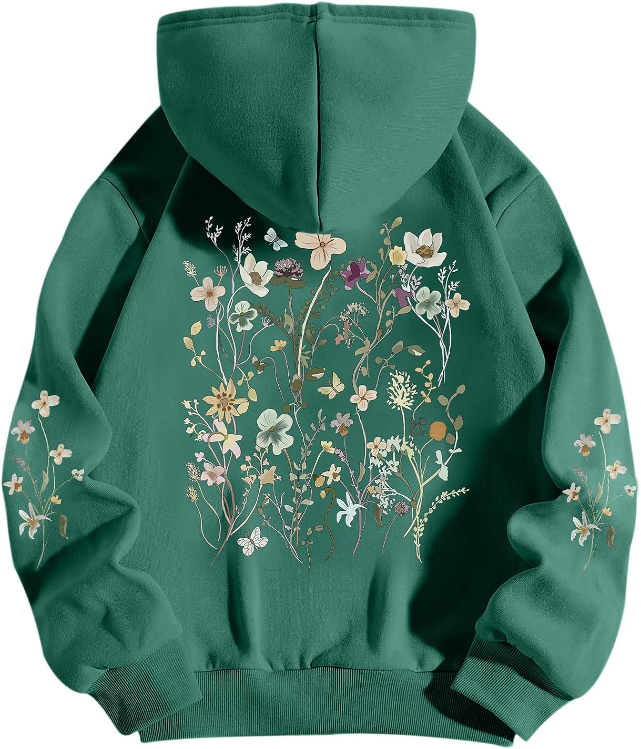 Women's Floral Printed Hoodies Vintage Aesthetic Flower Graphic Sweatshirt Cute Boho Fleece Thermal Hoodie Pullover
