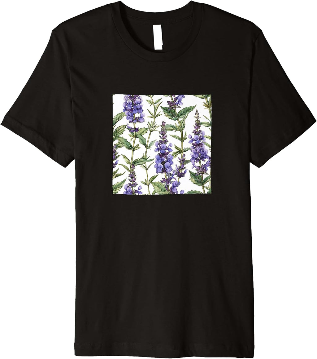 Salvia Flower Watercolor Pattern Merch