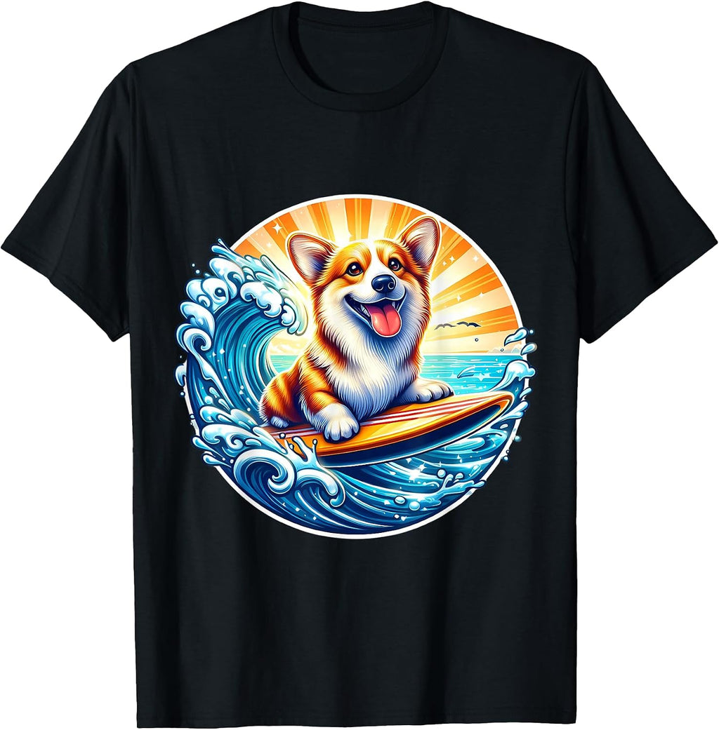Pembroke Welsh Corgi Dog Surfing Surfer Merch