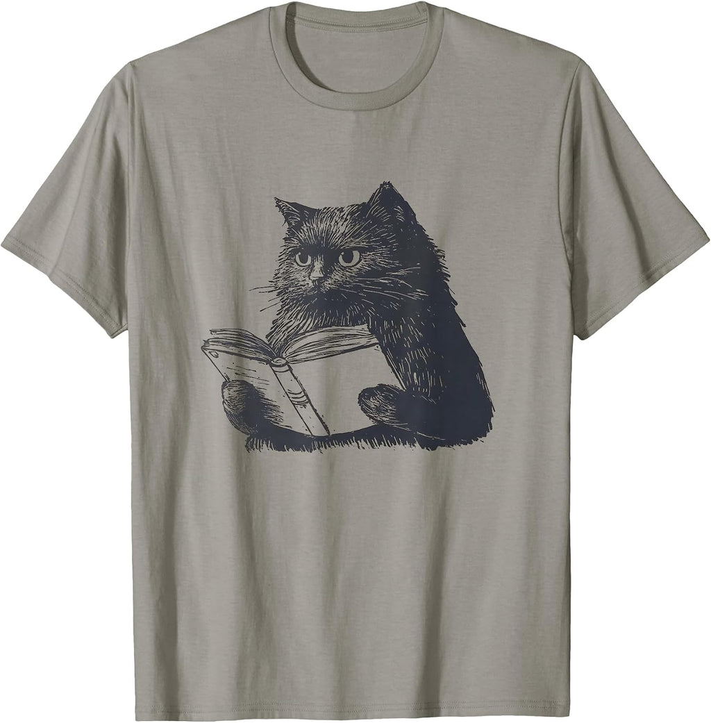 Reading Cat Funny Cat Book Lover T-Shirt
