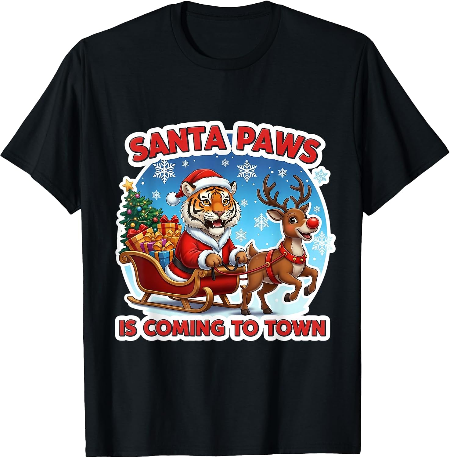 Santa Paws Is Coming To Town Christmas Tiger Merch
