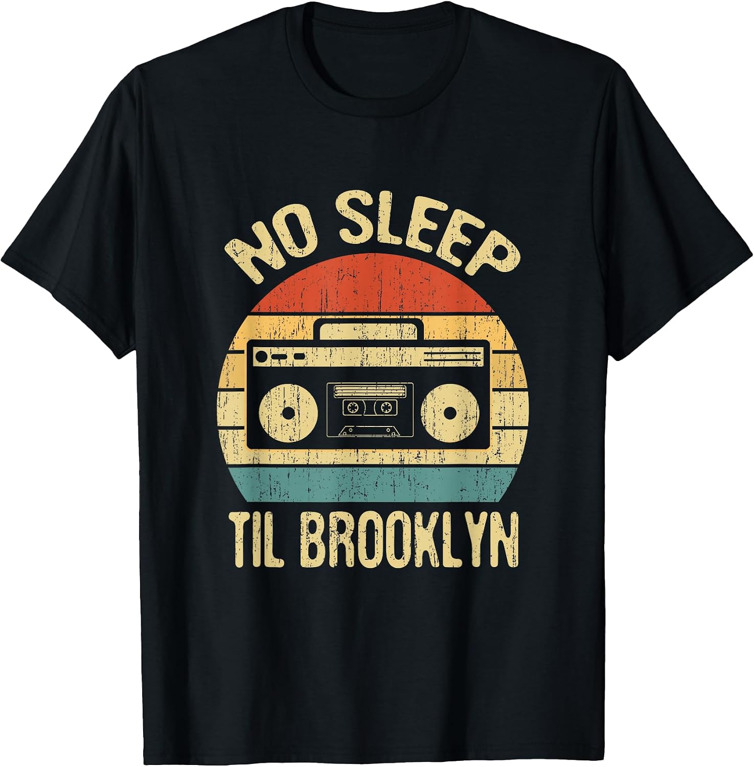 No Sleep Til Brooklyn Retro Old School Stereo Ghetto Blaster T-Shirt
