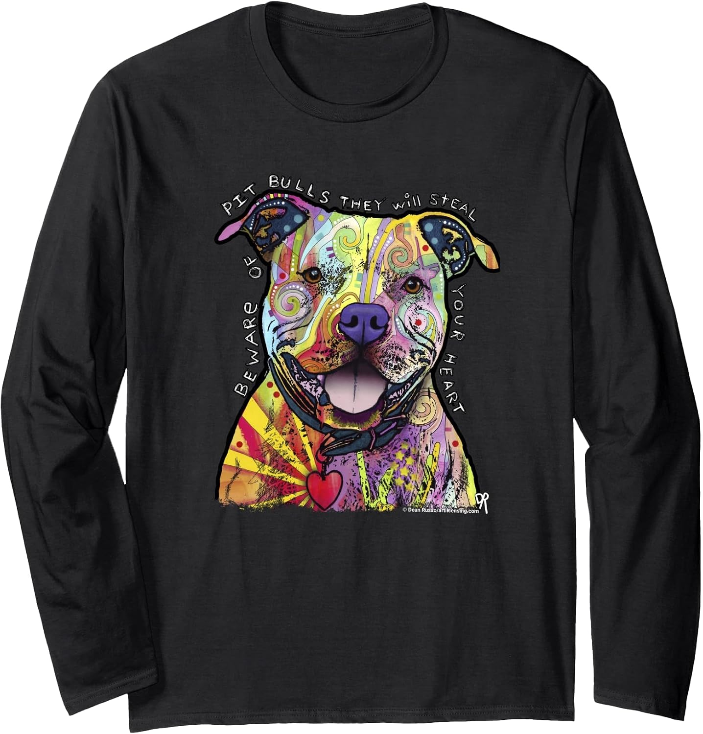 Beware of Pit Bulls, Dean Russo Pitbull Original - Dog Lover Long Sleeve T-Shirt