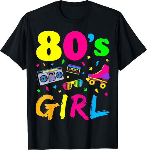 80's Girl Birthday Party Costume Retro Vintage Gift Women T-Shirt