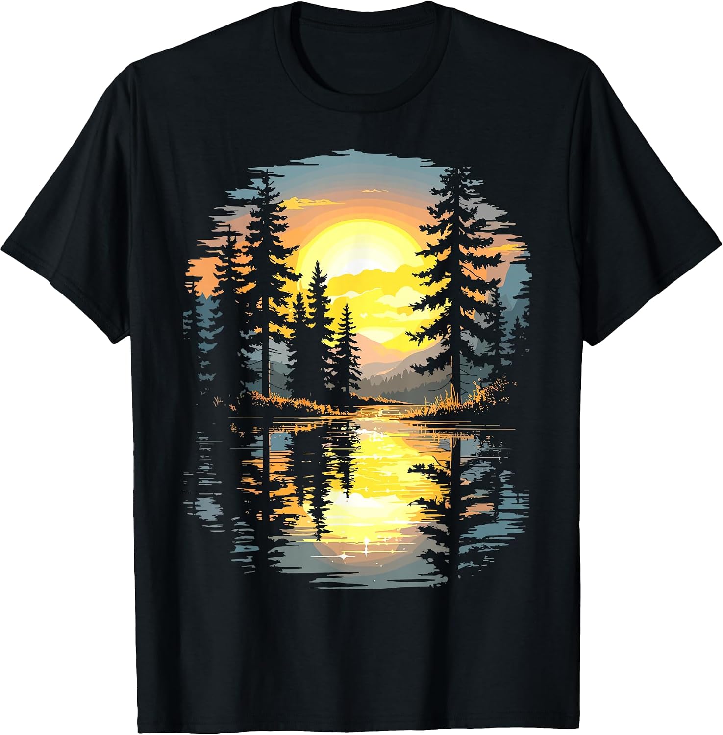 Funny Sunset Forest Lake Nature Landscape
