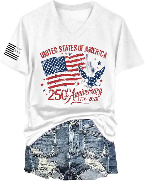 4th of July Shirt for Women:American Flag T-Shirt Stars and Stripes Graphic Tee Red White and Blue Summer Patriotic Tops