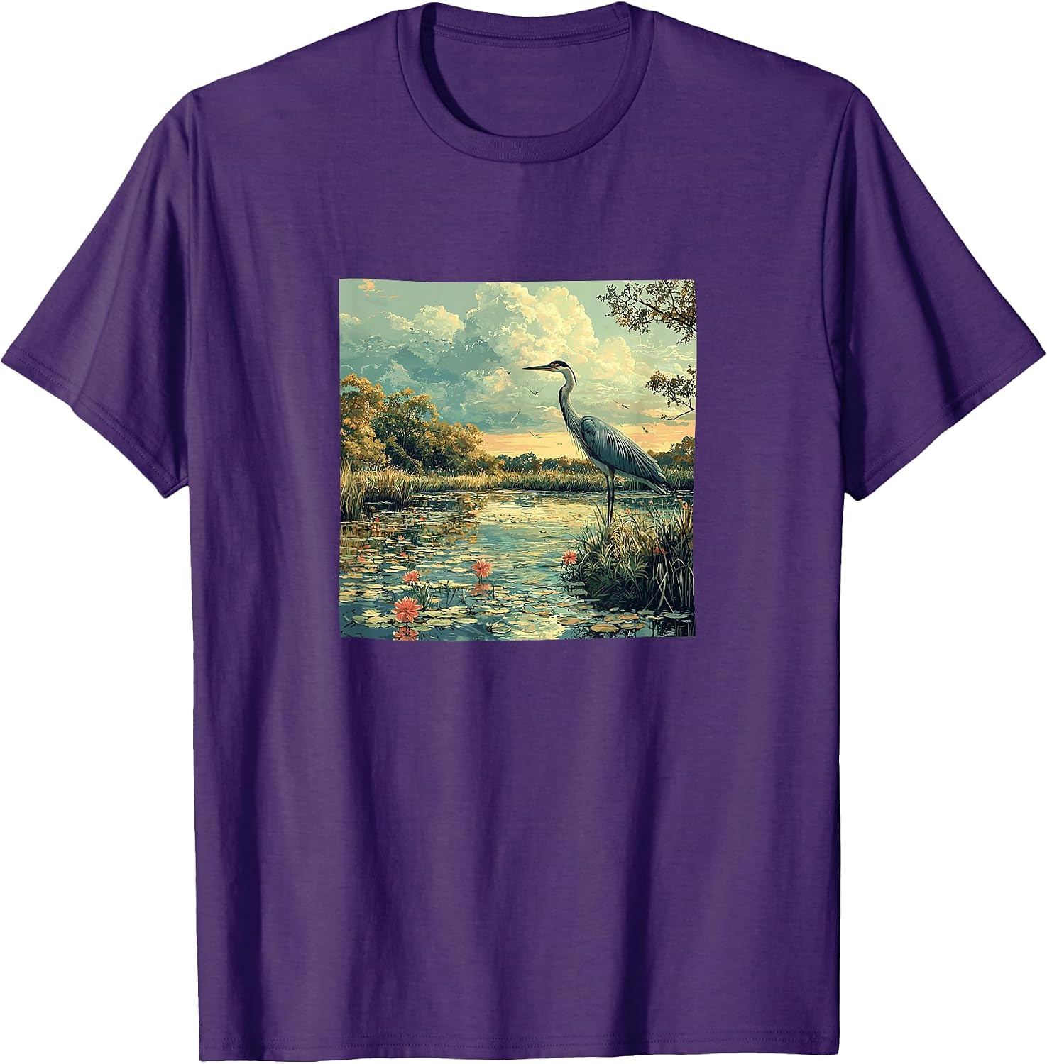 Wetlands With Birdlife Landscape Vintage Merch