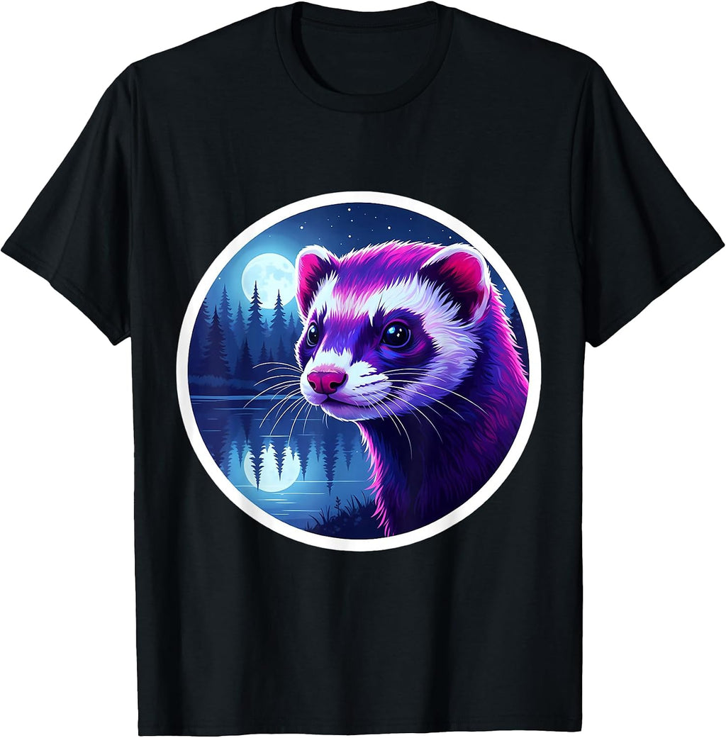 Ferret Moon Scene Owner Lover Nature Art Merch