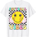 Softball Vibes Softball Retro Groovy Game Day Girls Women T-Shirt