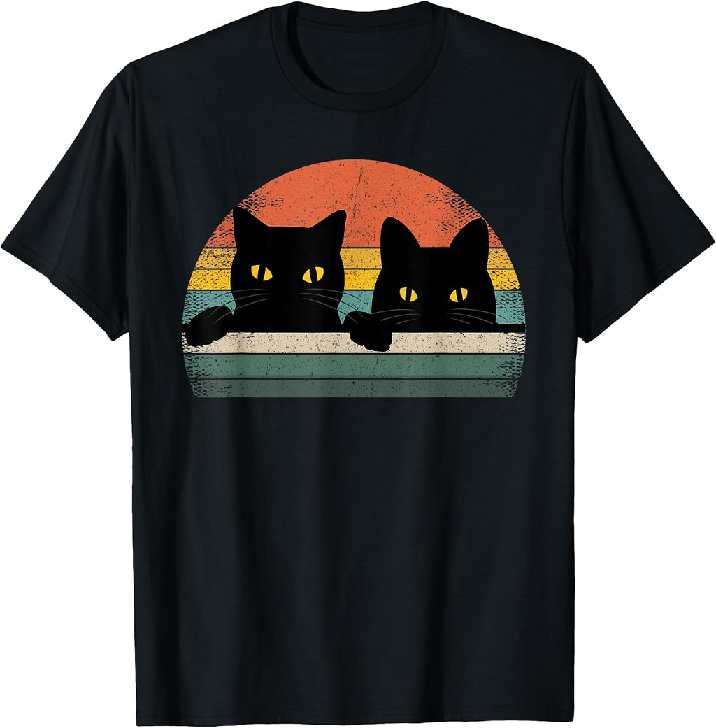 Black Cat Vintage Retro Style - Cats Lover Gift T-Shirt