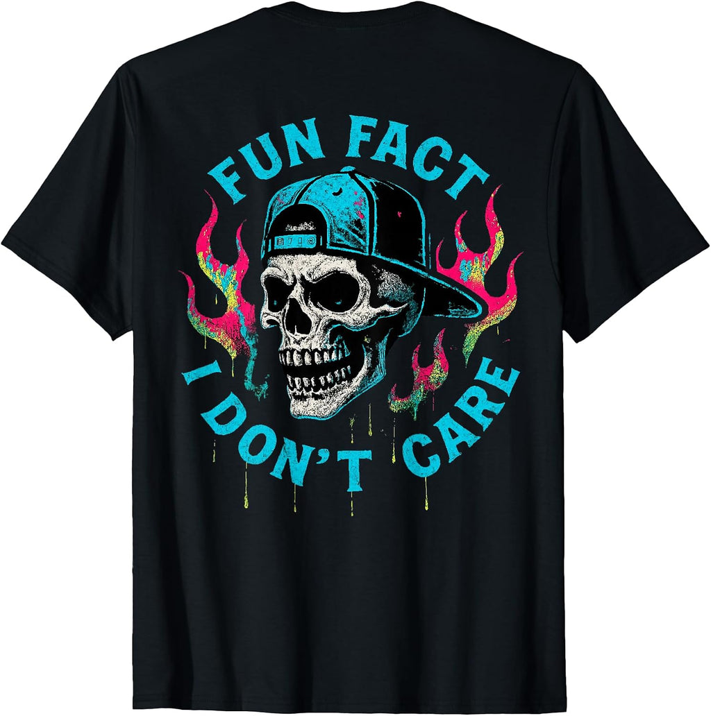 Funny Fun Fact I Don't Care Skeleton Tee Gift