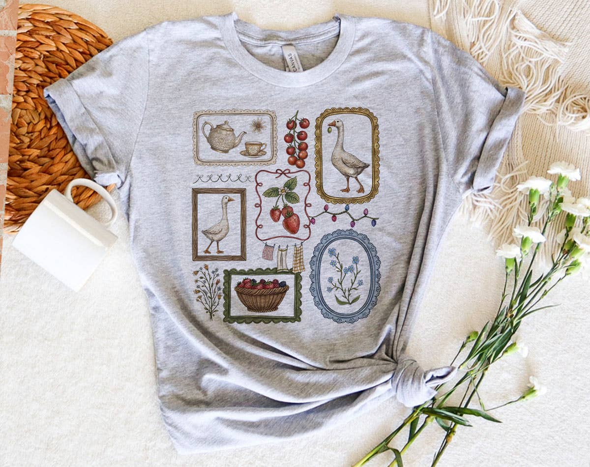 Portrait Cottagecore Goose Vintage Farmhouse T-Shirt