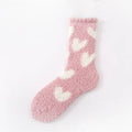 Pink/White Heart Fuzzy Socks
