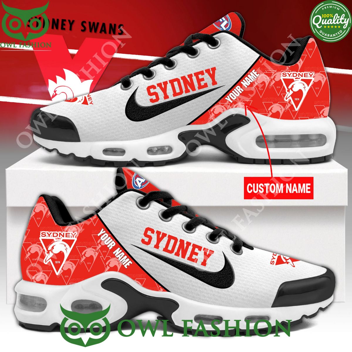 Personalized Sydney Swans AFL Limited white red air max shoes