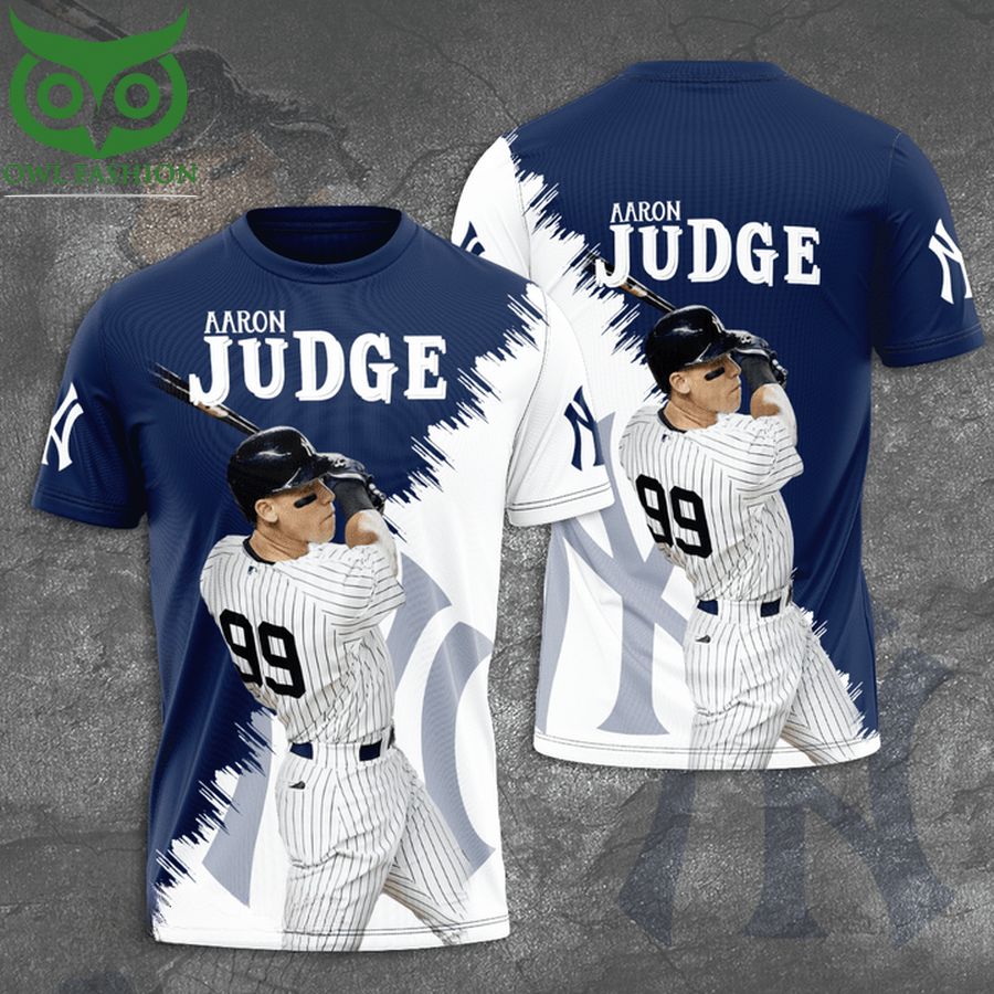 New York Yankees MLB Aaron Judge White Blue 3D Shirt