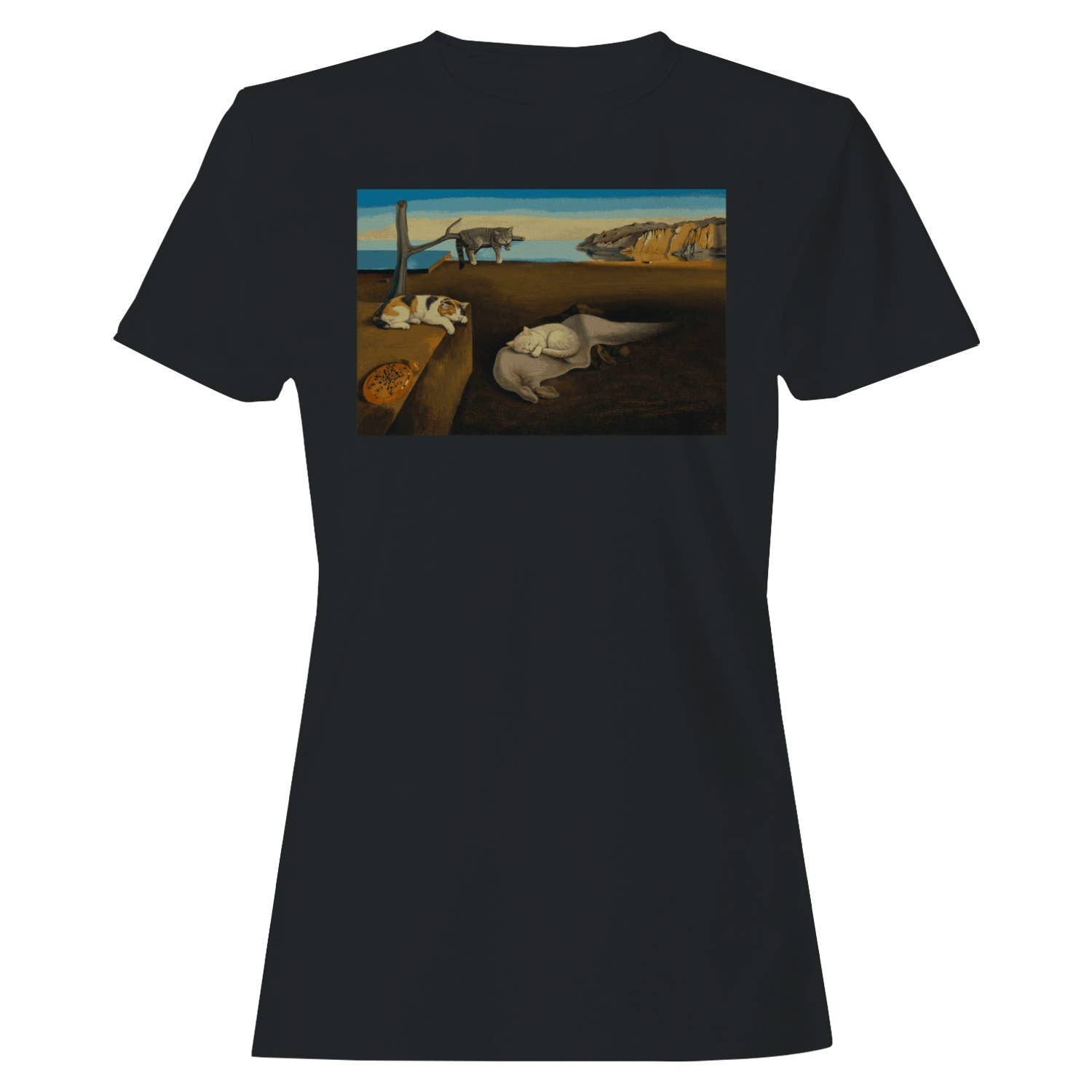 Surrealist Cats Landscape Women's T-Shirt Black