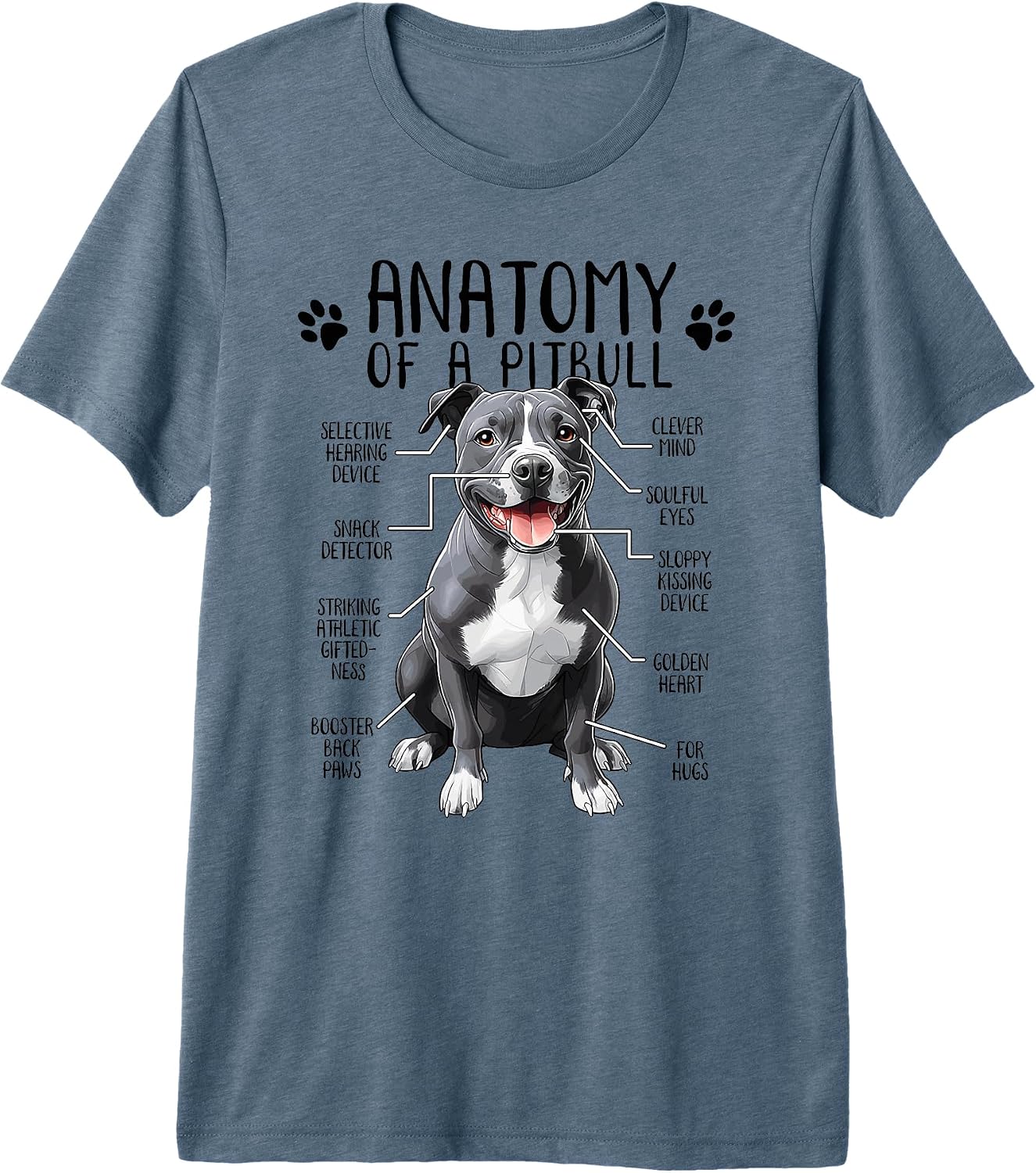 Funny Anatomy Pitbull Dog Cute Pittie Lover Pit Bull Owner Premium Tri-Blend T-Shirt