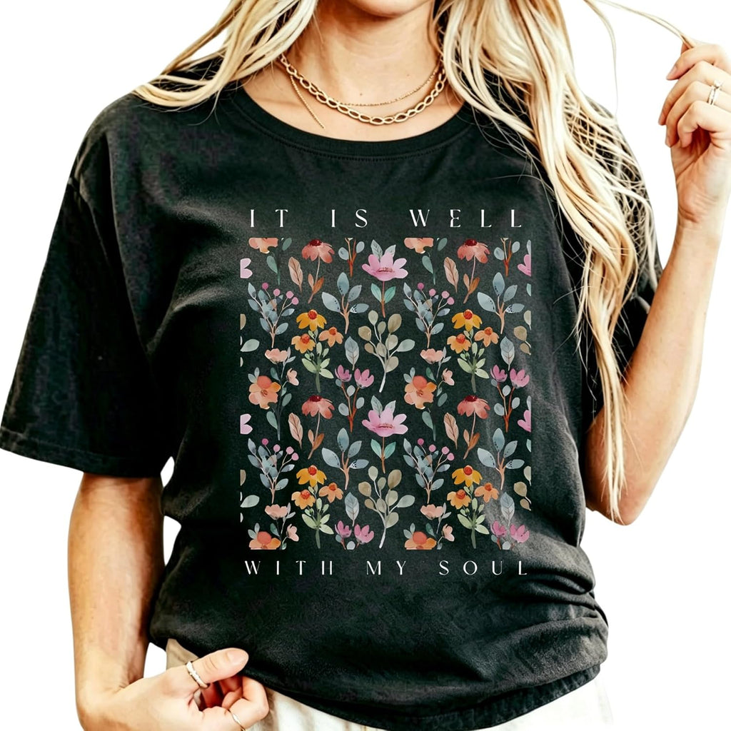 Christian Shirts for Women Vintage Bible Verse Boho Wildflowers Shirts Floral Graphic Jesus Tees