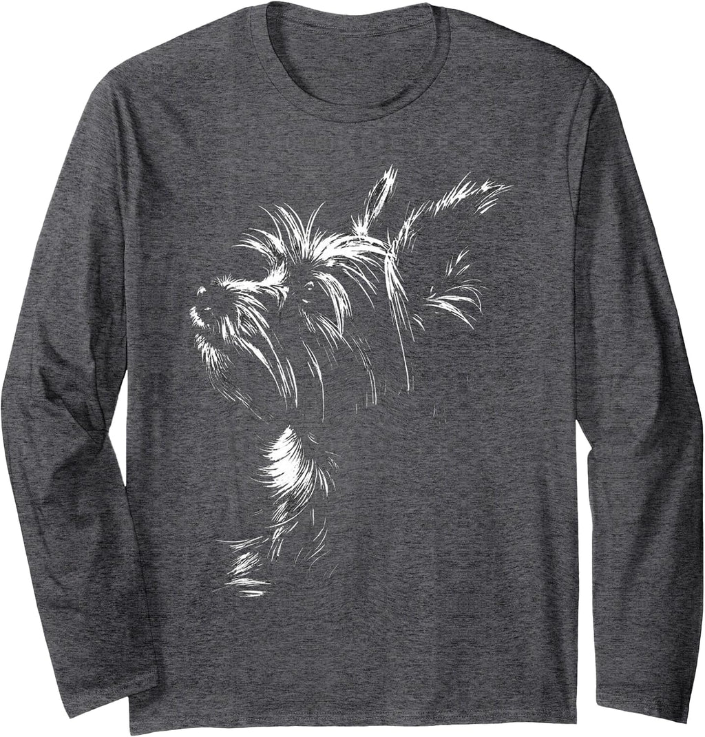 Cute Yorkie Dog Art Yorkshire Terrier Dog Lovers Yorkie Moms Long Sleeve T-Shirt