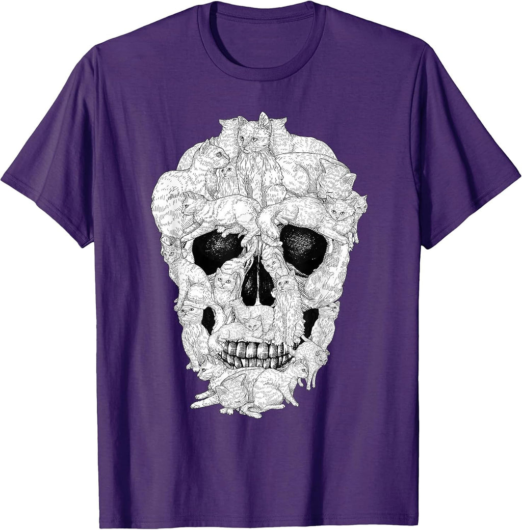 Best Cat Skull for Men Women Halloween Skeleton Cat Lover T-Shirt