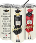 Personalized Graduation Skinny Tumbler for Graduate - Choose Your Hair Style, Hood and Skin Color - Custom Graduation Cup w/Name & Text, High School, College, Class of 2026