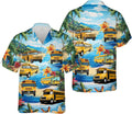 Summer Tropical Leaves Prined Beach Hawaiian Shirt for School Bus Driver, Fire Truck Firefighter Hawaiian Shirt Summer Vibes