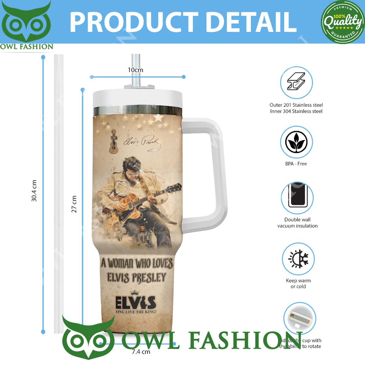 Elvis Presley A woman who loves One Live the King 40oz Stanley Tumbler