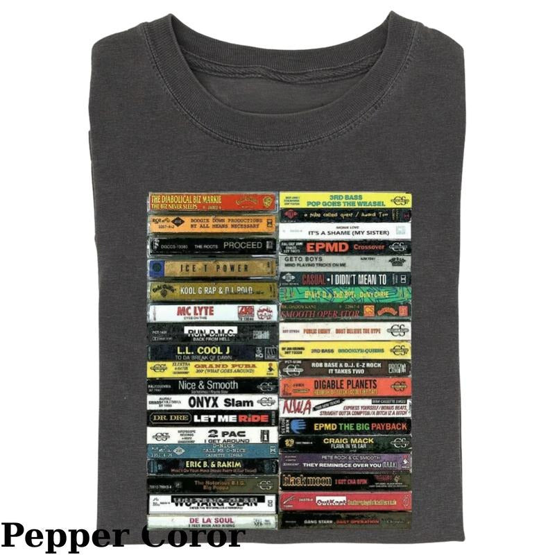 90's Hip-Hop Cassette Tapes - Mix Tapes mixtape - 100% Ringspun Cotton T-Shirt, Music Tee, Unisex T-Shirt, Gift For Men...