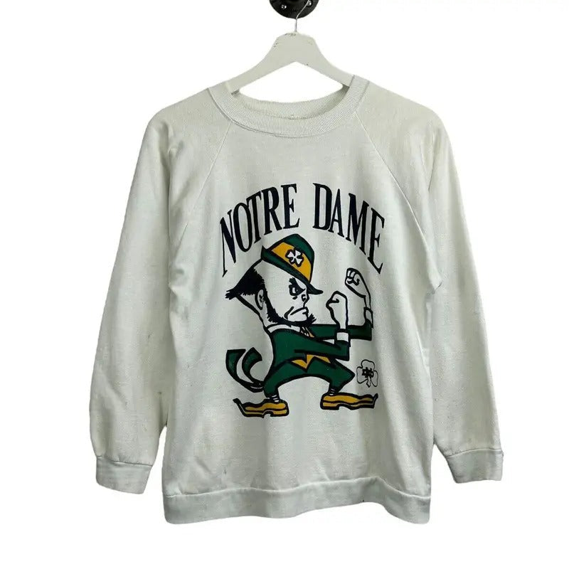 Vintage 80s/90s Notre Dame Fighting Irish NCAA Graphic Sweatshirt Size Medium T-Shirts, Hoodie | RetroVerseTees.com