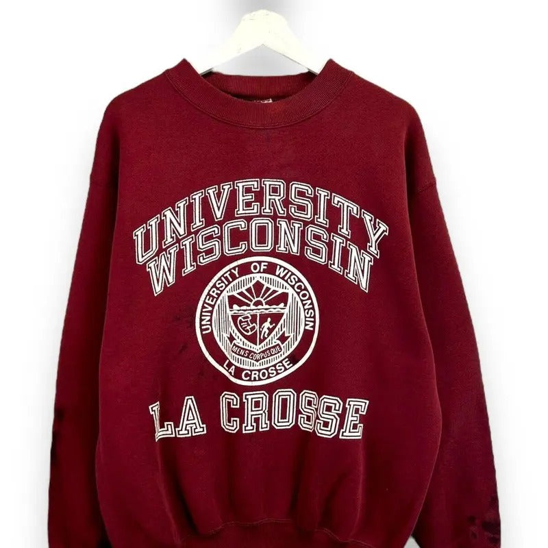 Vintage 80s/90s University Of Wisconsin NCAA Lacrosse Crest Sweatshirt Size XL T-Shirts, Hoodie | RetroVerseTees.com