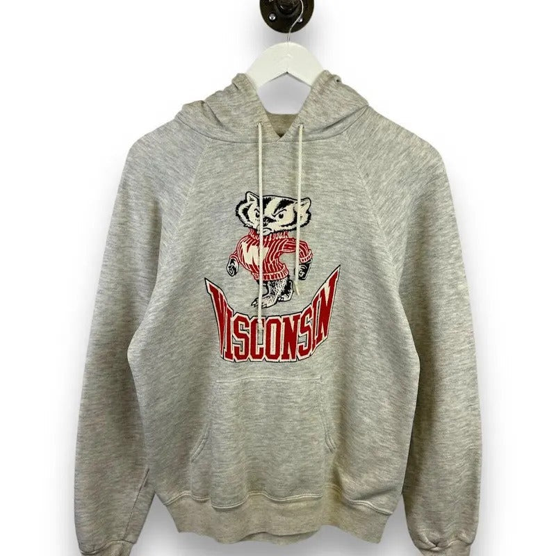 Vintage 80s/90s Wisconsin Badgers NCAA Lee Hooded Collegiate Sweatshirt Sz Large T-Shirts, Hoodie | RetroVerseTees.com